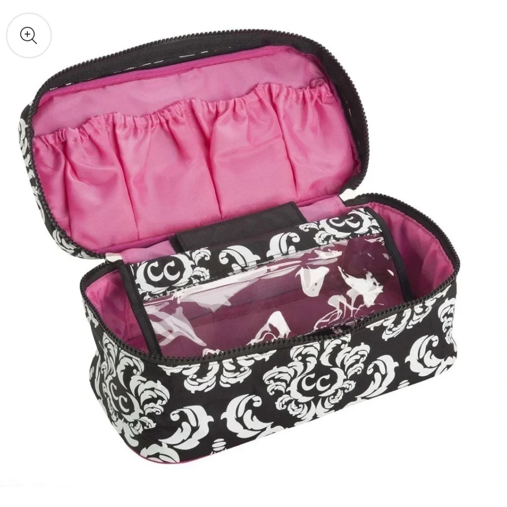 🆕 Travel Pouch For Makeup, Tech, Chargers and Much More Pink Black White